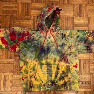 Custom tie dye hooded sweatshirt (Hanes Heavyweight) size Large